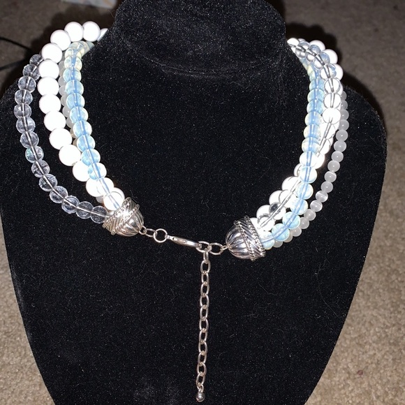 Beaded multi strand necklace with a caged genuine opalite - Picture 3 of 3